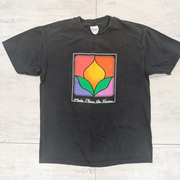 Hanes Tops - Vintage Make Plain The Vision Black Multicolor Short Sleeve T Shirt Size Large